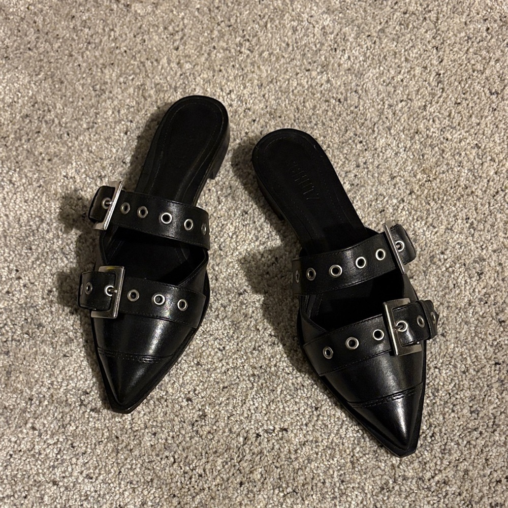 SCHUTZ Black Buckle Flats